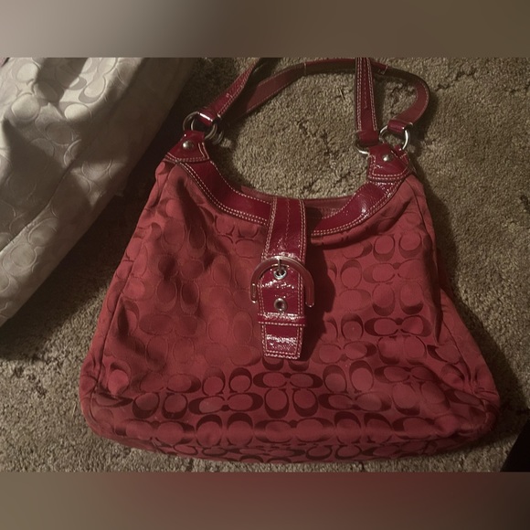 Dark Red Authentic Coach Purse with matching wallet. T - Picture 1 of 7